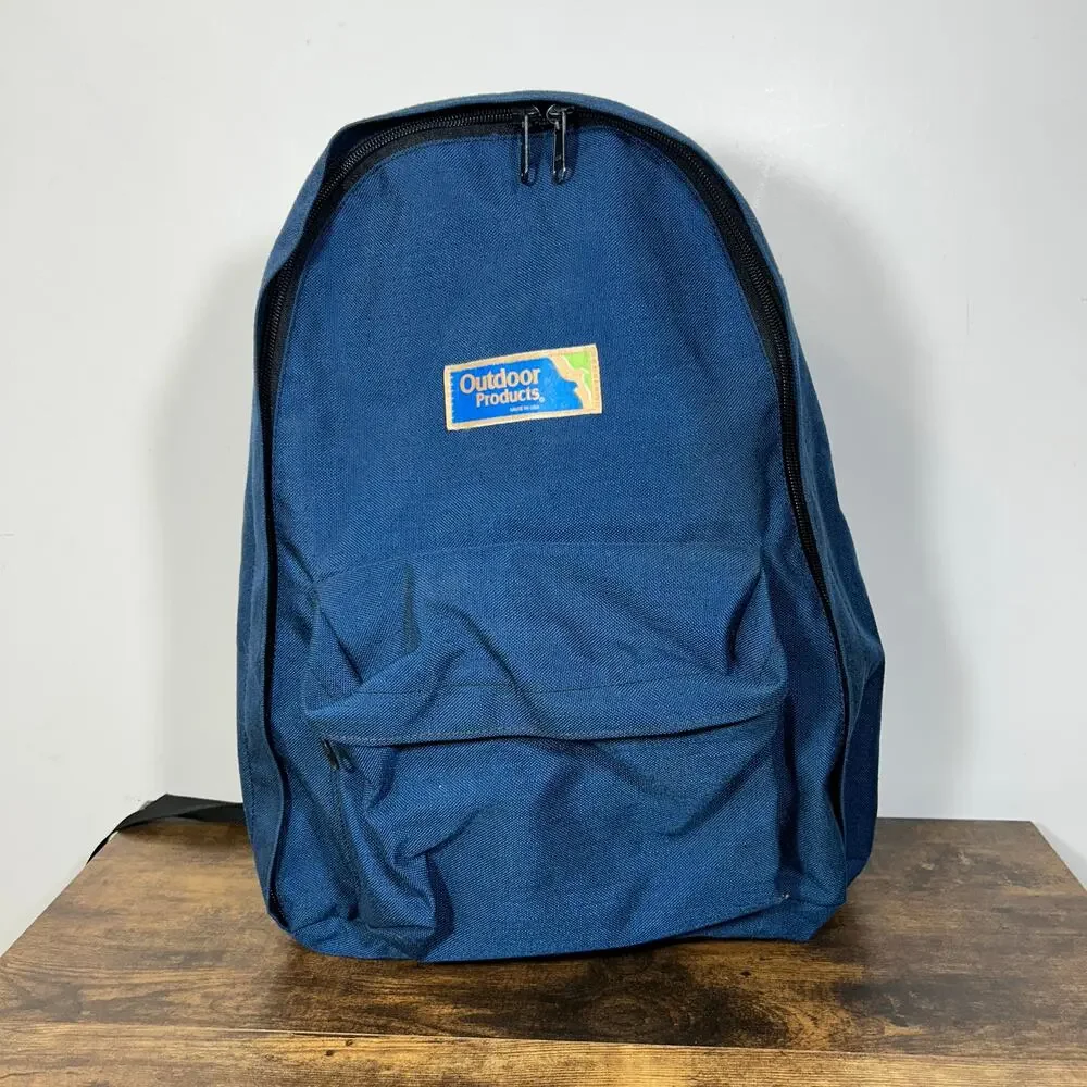 VTG 90s Outdoor Products Cordura Nylon Backpack Daypack USA Blue Suede